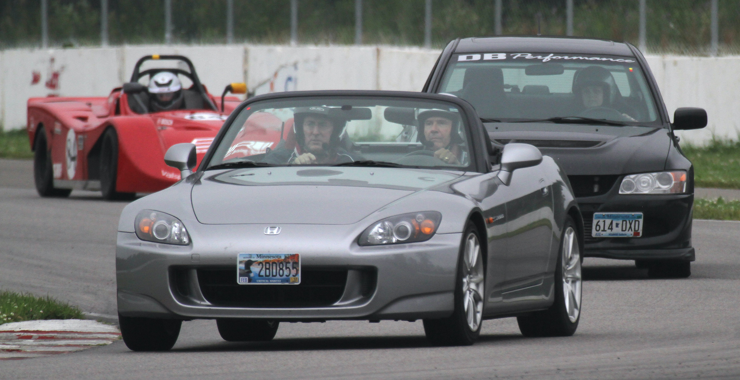 A honda s2000 lapping a race track