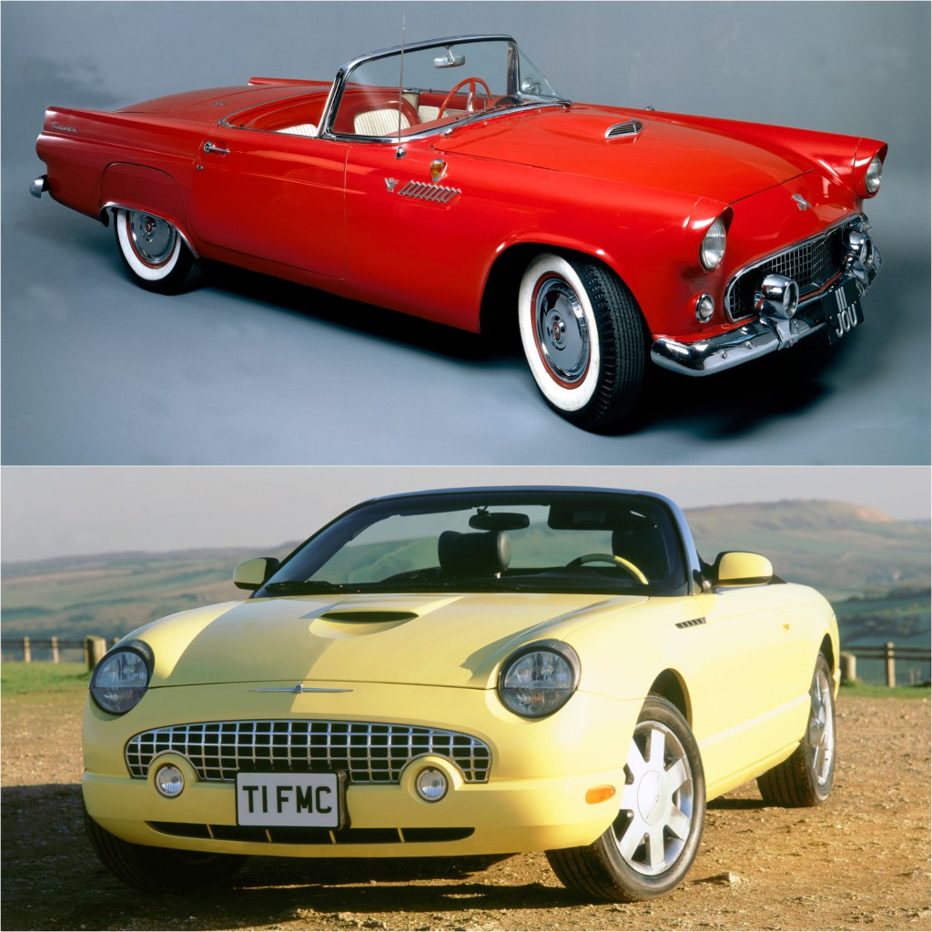 1955 Ford Thunderbird (top) and 2005 Ford Thunderbird (bottom)