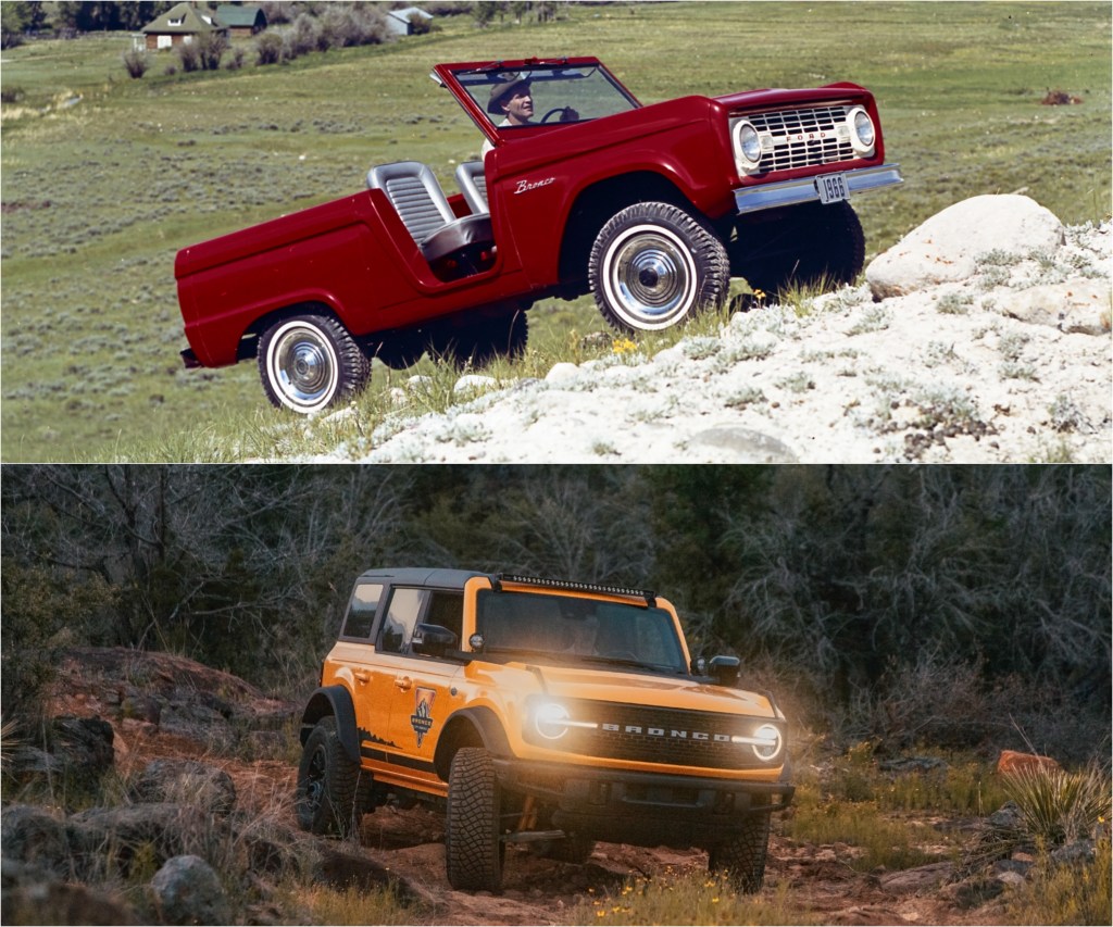1966 Ford Bronco (Top) and 2022 Ford Bronco (Bottom)
