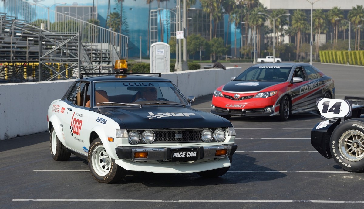 1975 Toyota Celica grand prix pace car on display in Long Beach