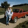 Ronald and Nancy Reagan stand next to their 1995 Ford Ranger