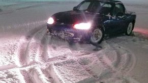 1999 Mazda Miata in the snow