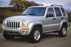 The 2002 Jeep Liberty compact SUV model with a silver/gray color option