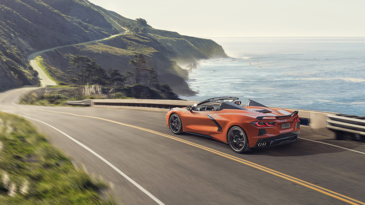 This is a convertible 2021 Corvette C8 Stingray, the first mid-engine Chevrolet supercar. | General Motors