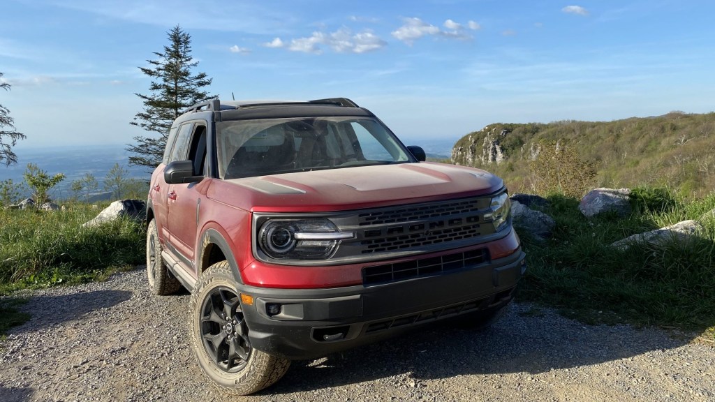 2021 Ford Bronco Sport First Edition parked on a mountain top