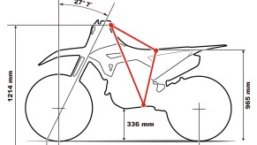 A diagram showing the 2021 Honda CRF450R motorcycle's dimensions including rake and trail