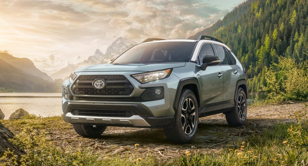 The 2021 Toyota RAV4 parked in grass