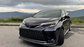 The 2021 Toyota Sienna Hybrid in front of mountain views