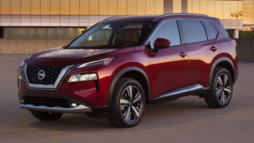 The 2021 Nissan Rogue parked in a lot