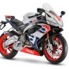 A white-blue-red-and-black 2022 Aprilia RS 660 Limited Edition
