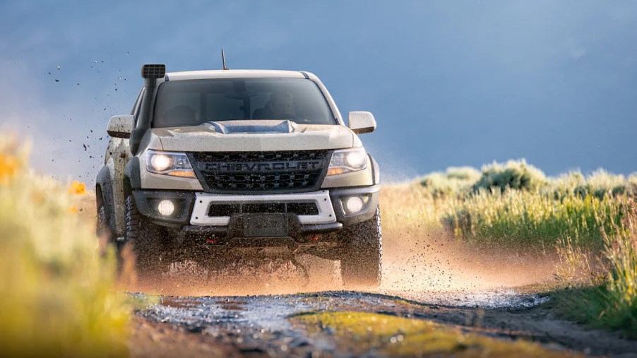 A 2022 Chevy Colorado rips through the mud with its off-road capability