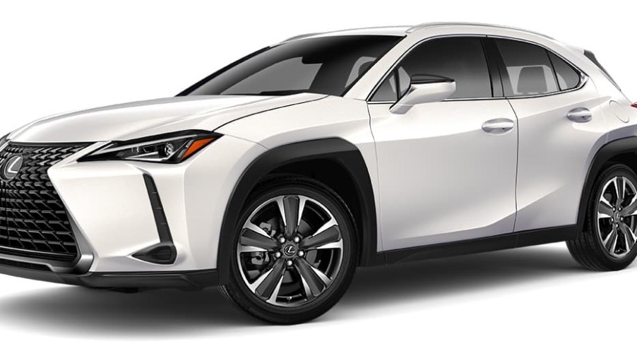 A white 2022 Lexus UX 200 against a white background.