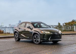 The 2022 Lexus UX subcompact luxury SUV in with a Niro Green paint color option