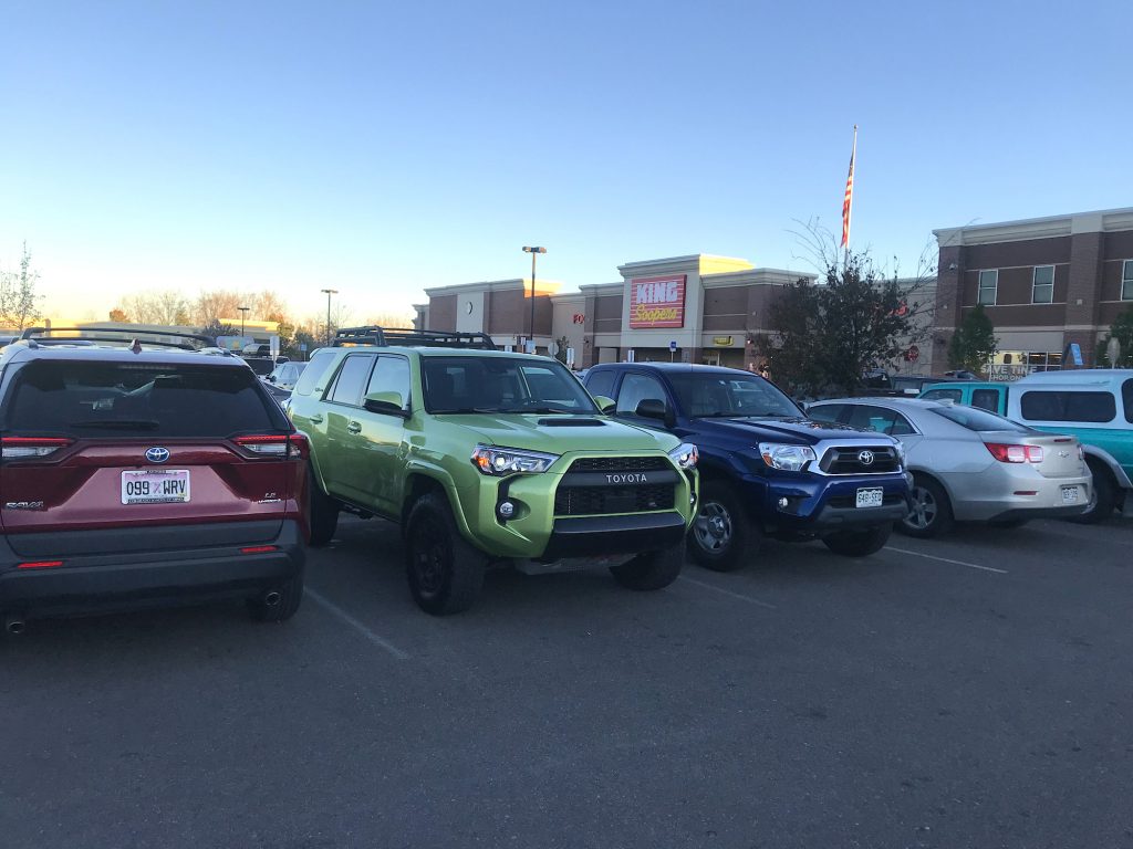 2022 Toyota 4Runner TRD Pro in Lime Rush sitting in a parking lot