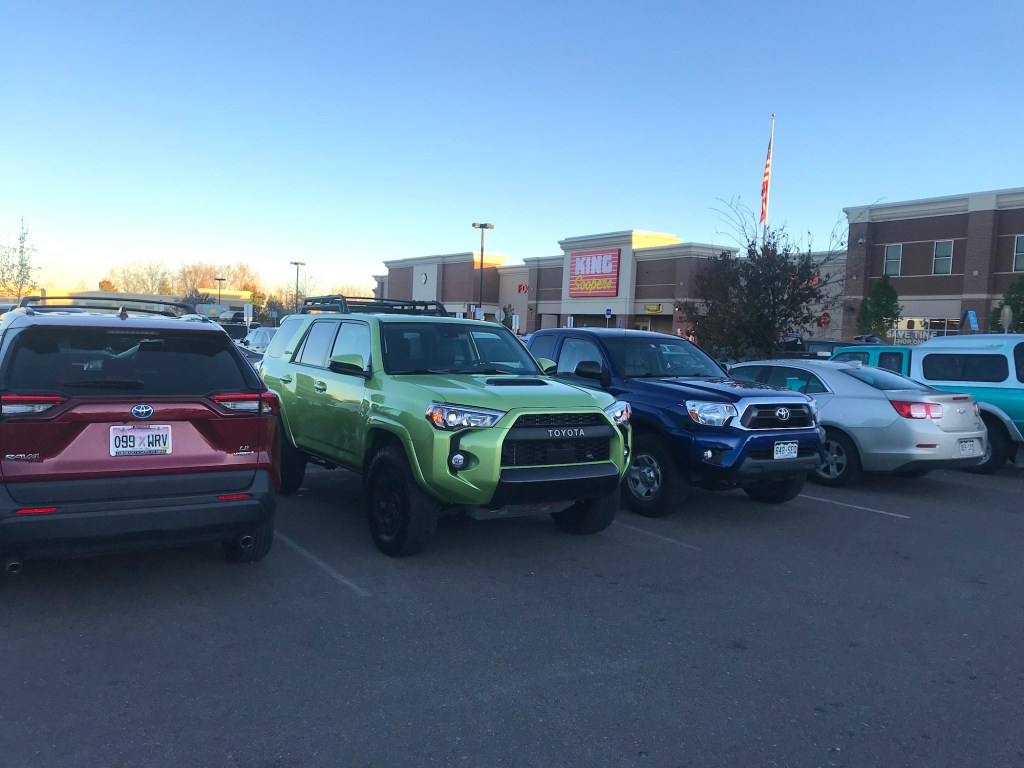 2022 Toyota 4Runner TRD Pro in Lime Rush sitting in a parking lot