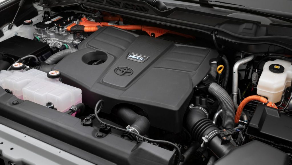 This is the iFORCE MAX engine. This hybrid engine option is not included in the entry-level Toyota Tundra price.  | Toyota