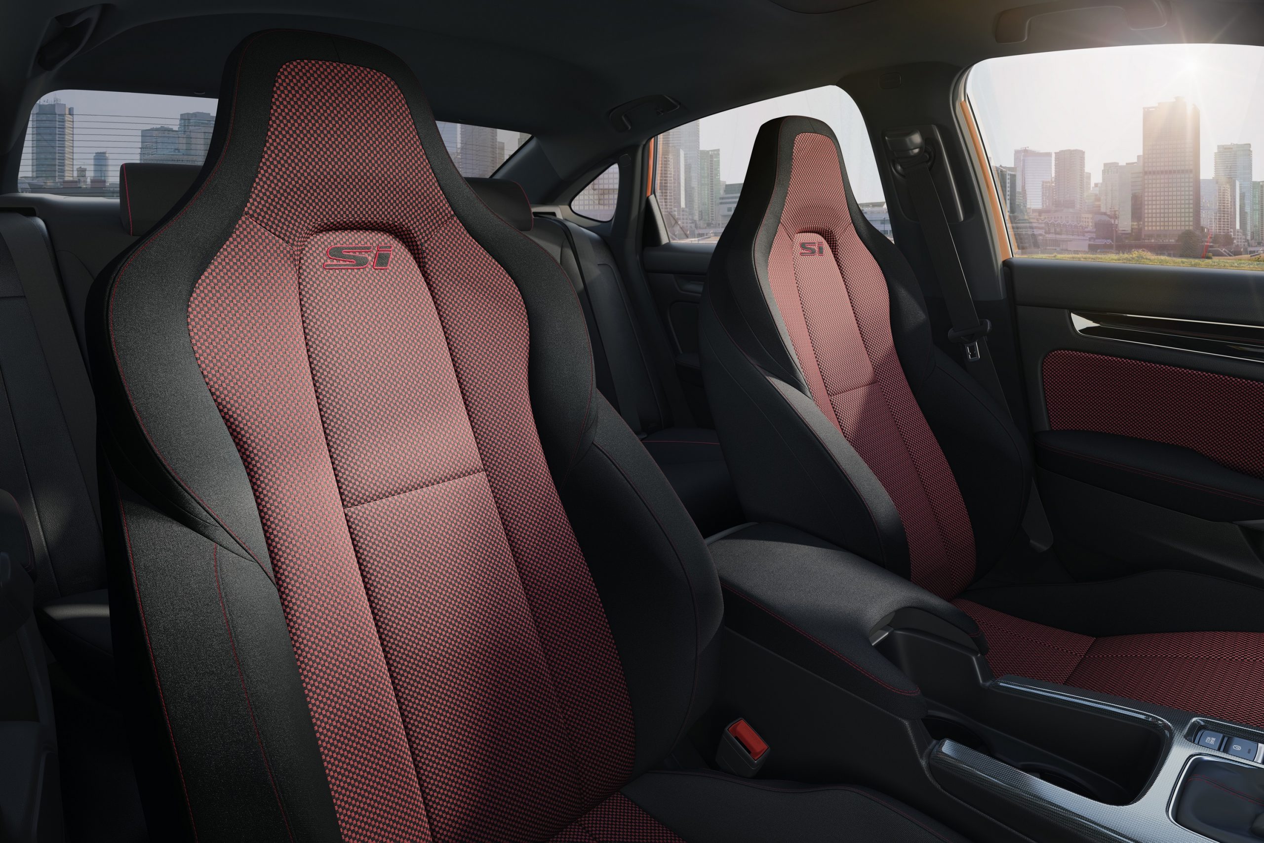 The red seats of the new Civic Si