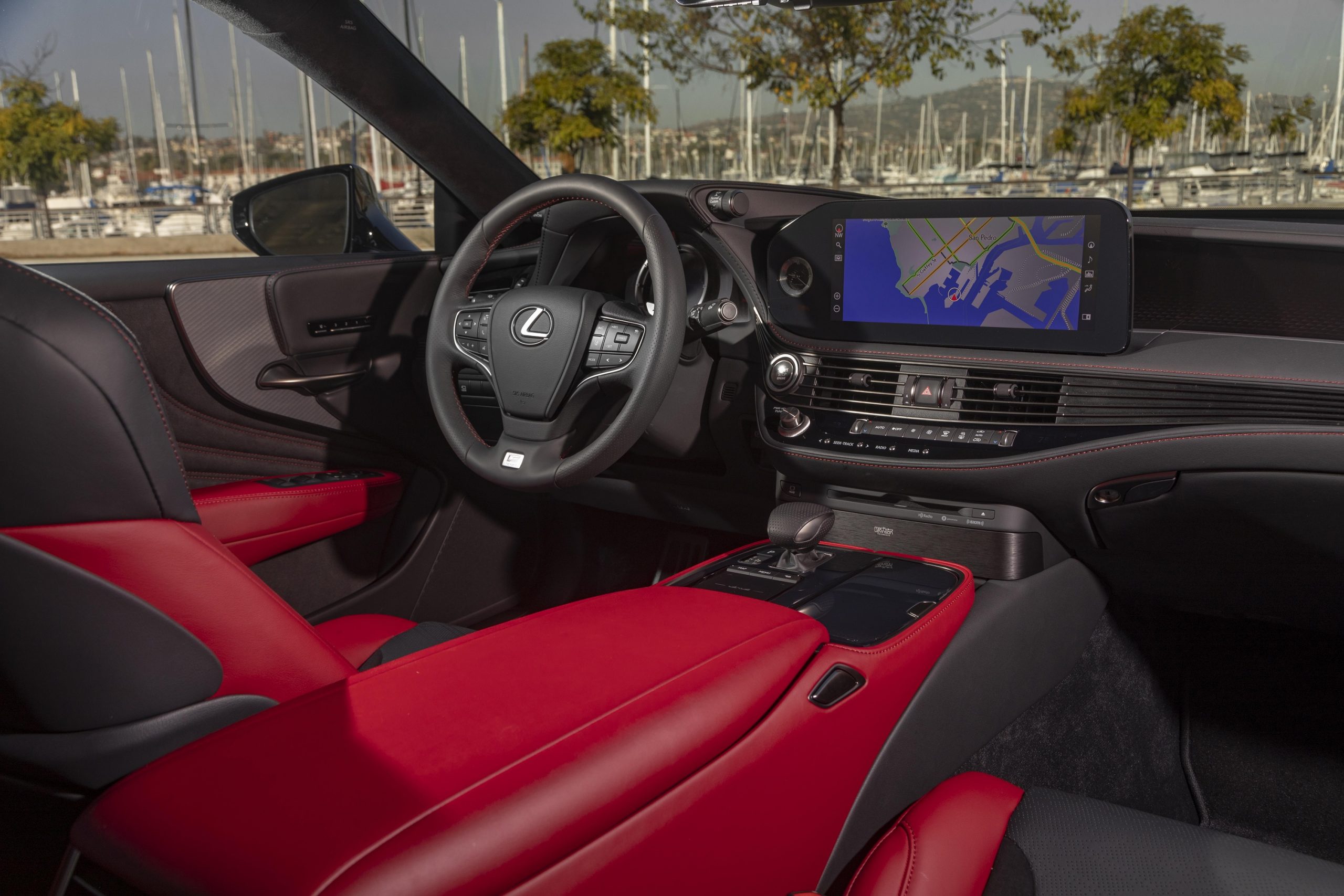 The red interior of the new LS 500 sedan