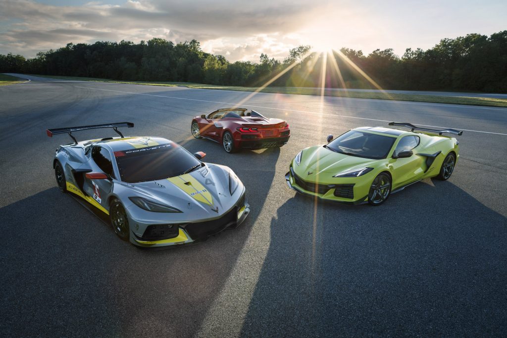 These are pre-production Chevy Corvette Z06 and Z07 cars. Jay Leno did the first 2023 Corvette Z06 review. | Chevrolet Performance