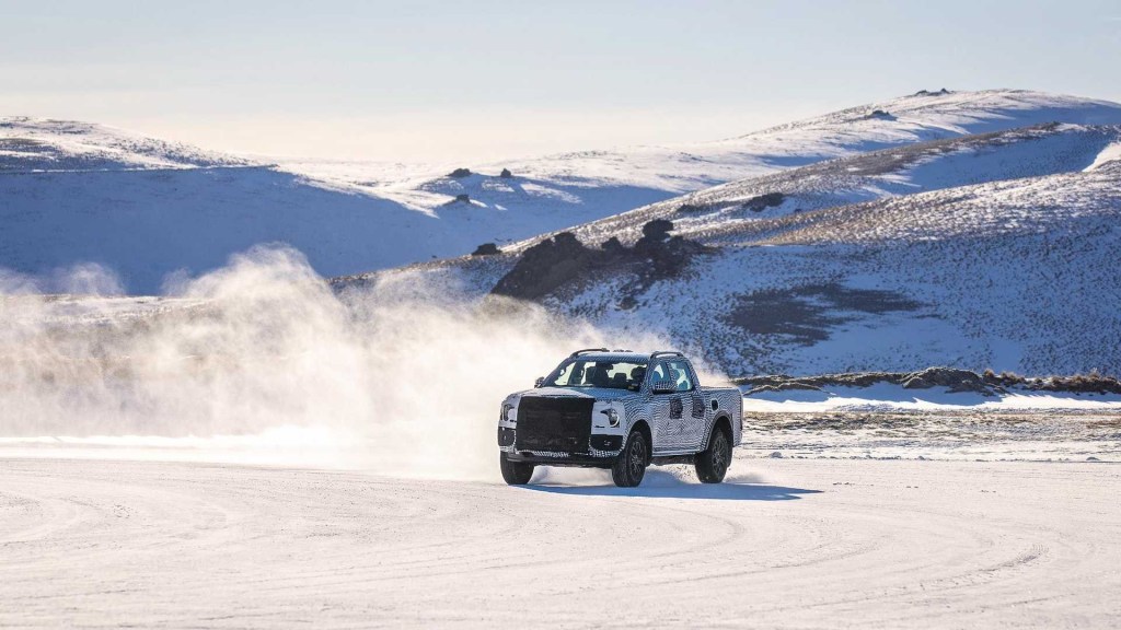 A camouflaged 2023 Ford Ranger drives through the snow in a teaser video from Ford, it'll debut November 24th. Wondering how to watch the live reveal? Ford Australia's YouTube channel.
