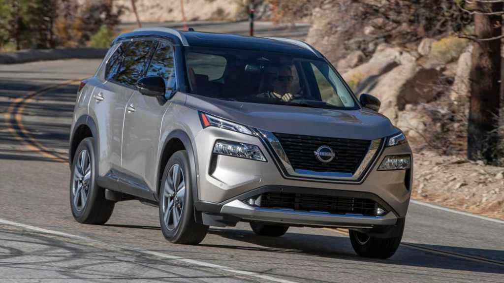 The 2022 Nissan Rogue on the road