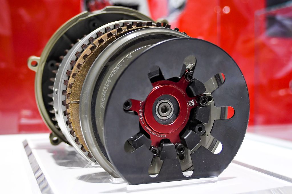 A Ducati motorcycle dry clutch kit at Auto Shanghai 2021