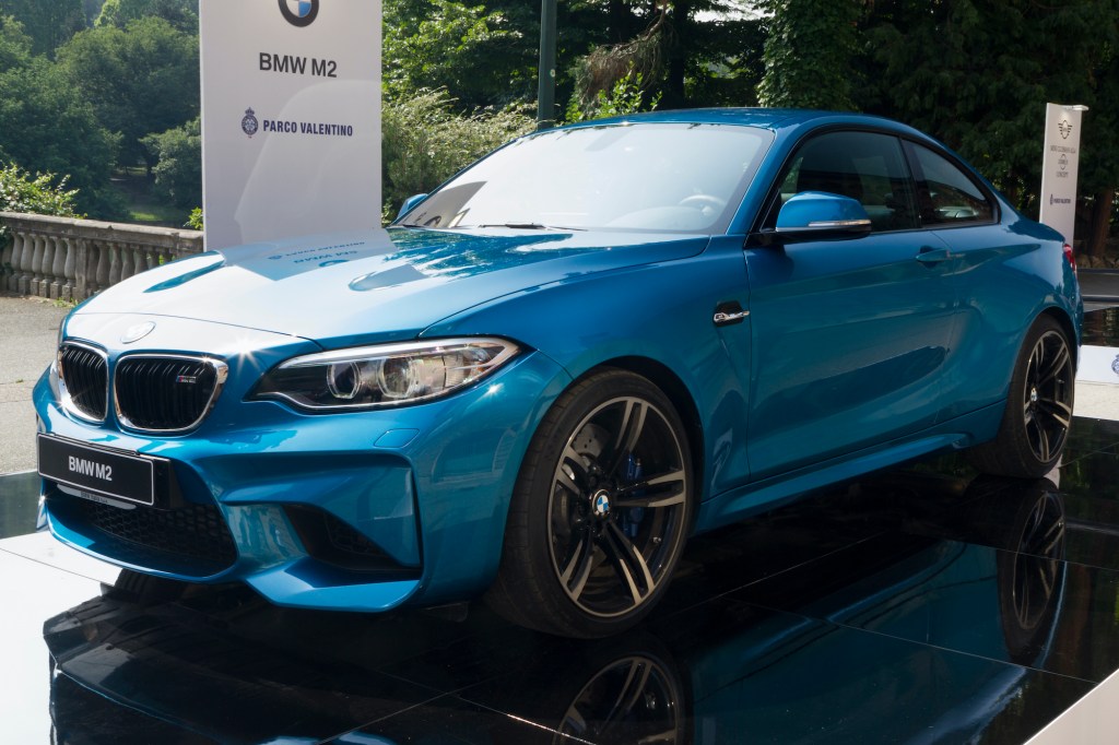 A BMW M2 during the Parco Valentino car show, They host cars from worldwide manufacturers.
