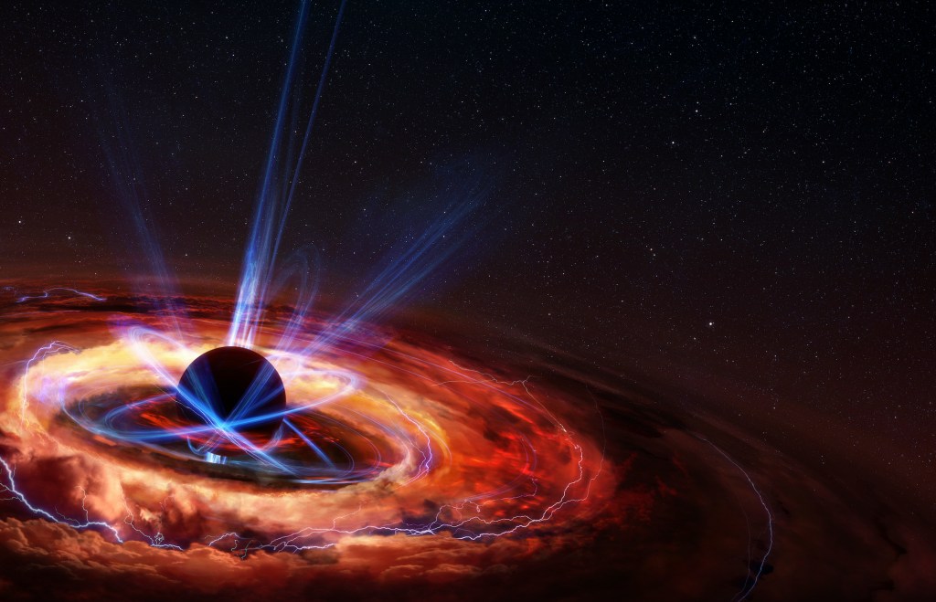 Illustration of a star collapsing in on itself to form a black hole