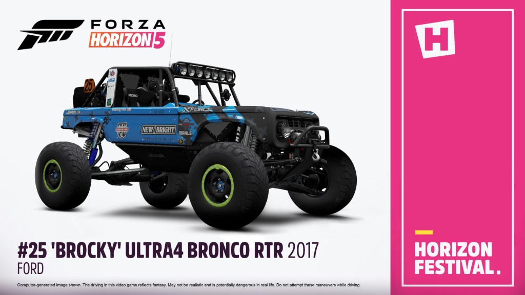 The Brocky Ultra4 Bronco from Forza Horizon 5 is one of the best off-road vehicles in the game.