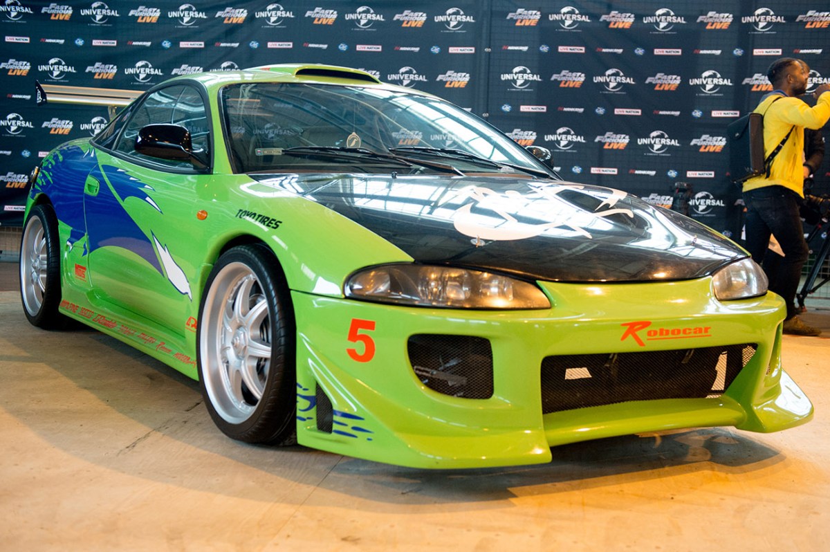 A replica of the green Mitsubishi Eclipse featured in "The Fast and the Furious"