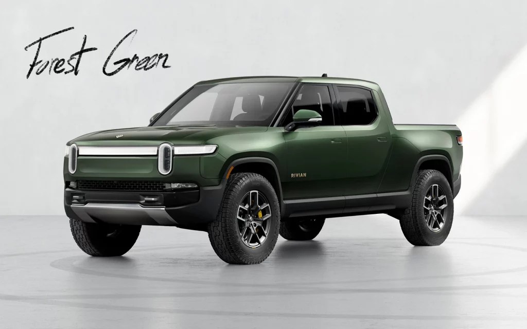 Forest Green Rivian R1T exterior paint color option
