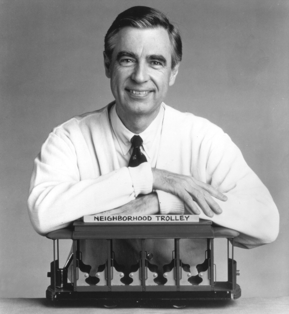 Fred Rogers with the Neighbood Trolley on Mister Rogers' Neighborhood
