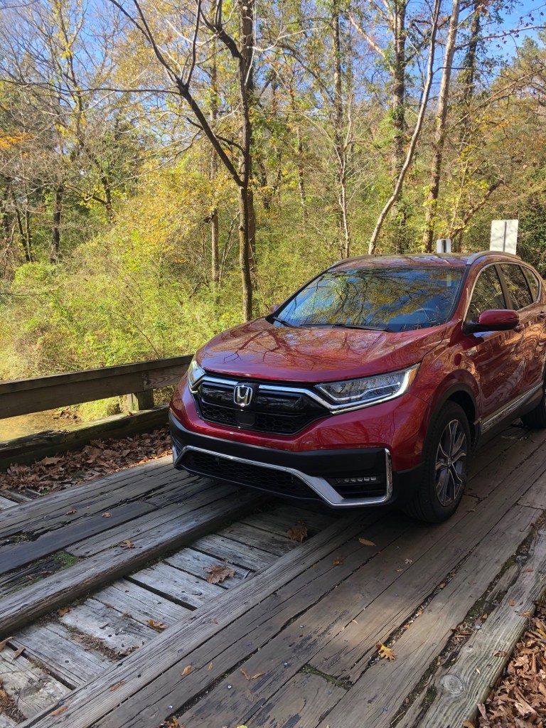 The 2022 Honda CR-V Hybrid parked on a bridge in Alabama