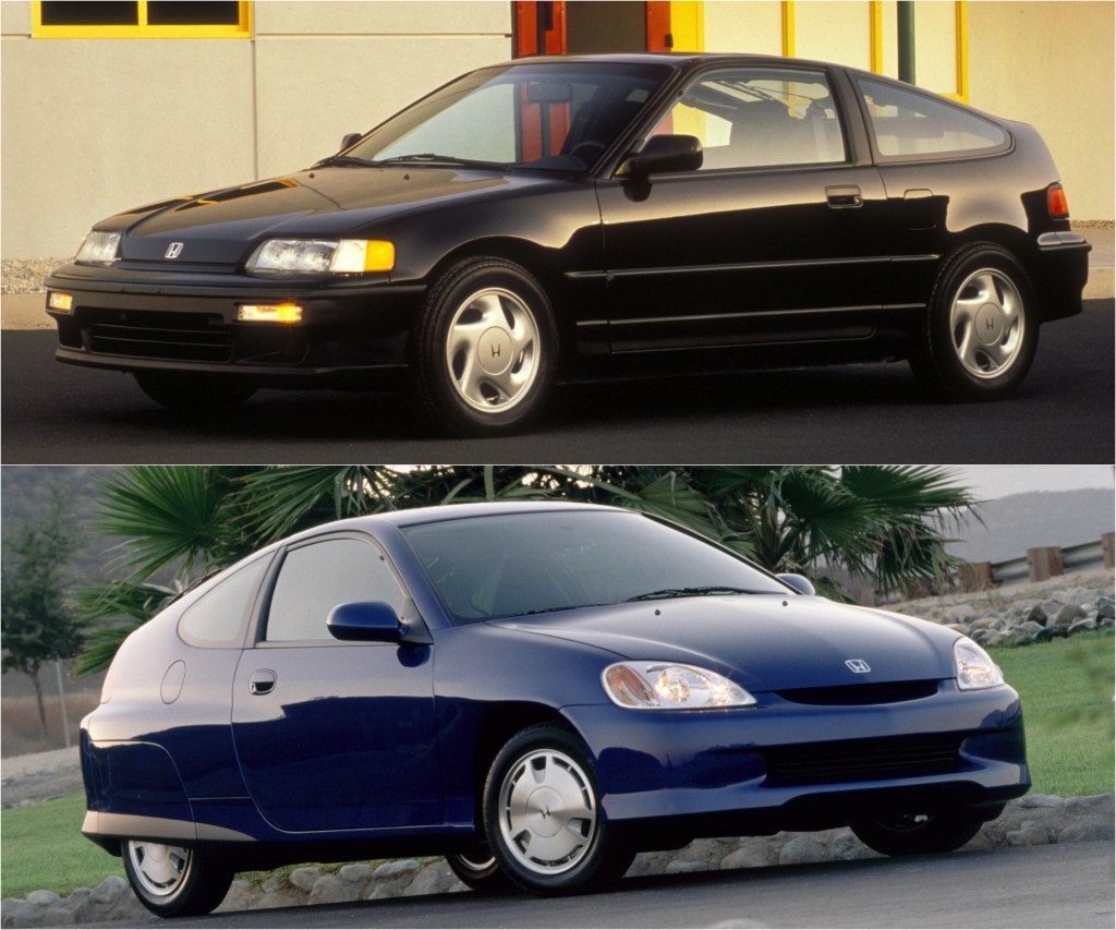 Honda CRX and Honda Insight hybrid electric car