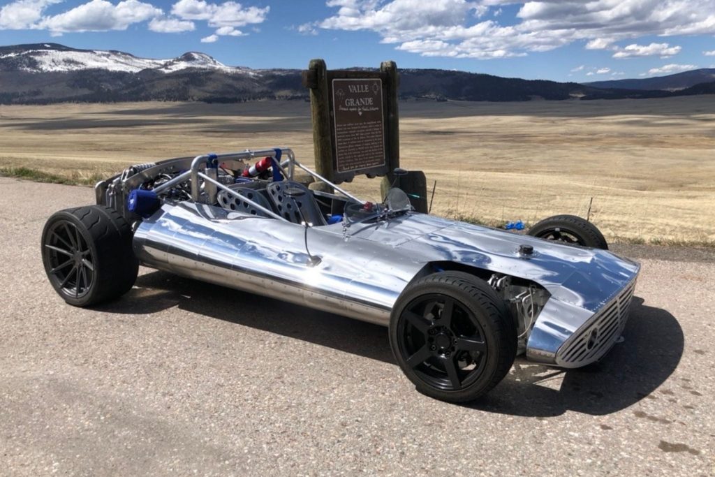 aluminum-body racer known as Lulu sitting in the desert