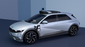 one of the Hyundai IONIQ 5 robotaxi autonomous vehicles that Motional will provide to Lyft as part of the a new service set to launch in Las Vegas