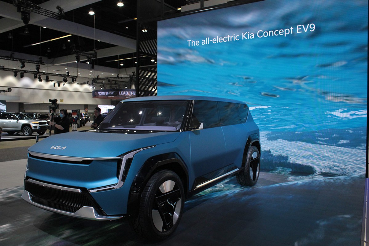 The Kia EV9 Concept car on display at the 2021 LA Auto Show