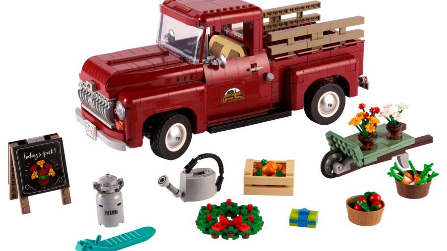 The red LEGO Pickup Truck and all its components