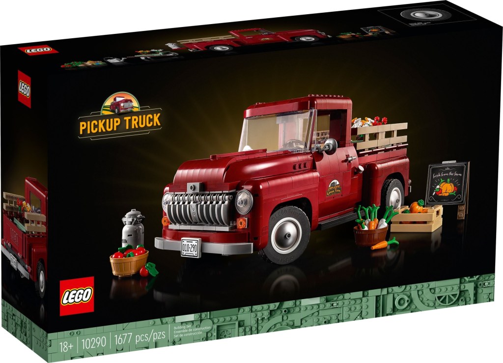The LEGO pickup truck box with a white background