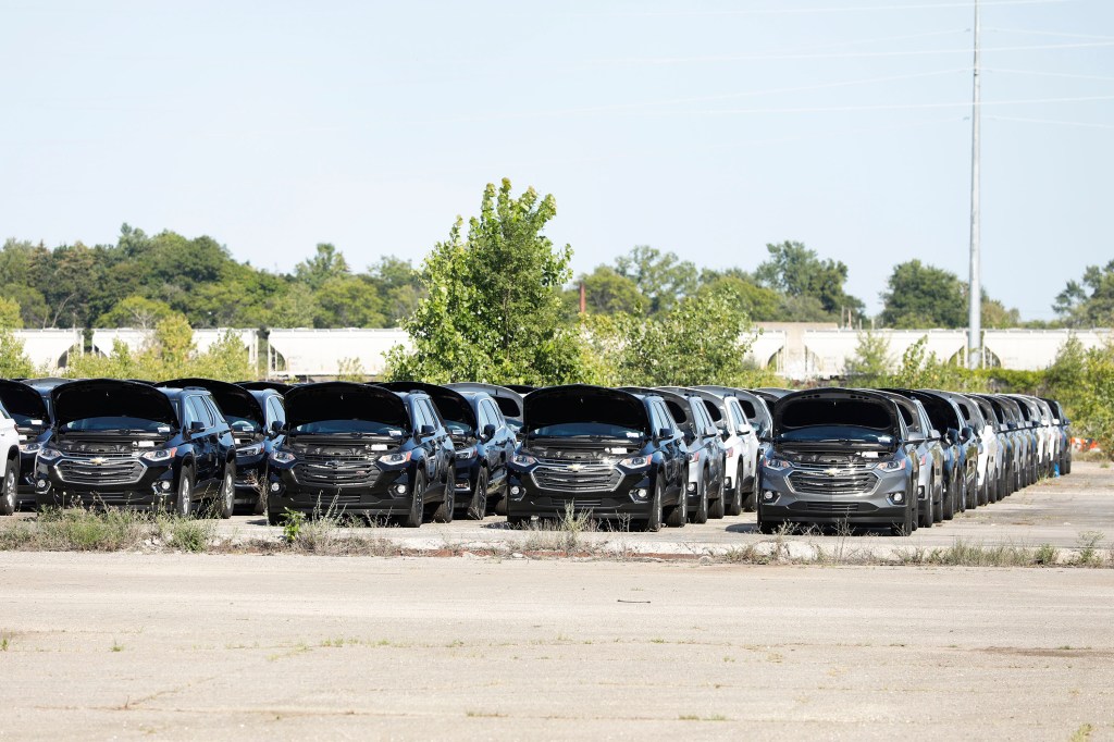 New GM cars waiting for semiconductors to be installed