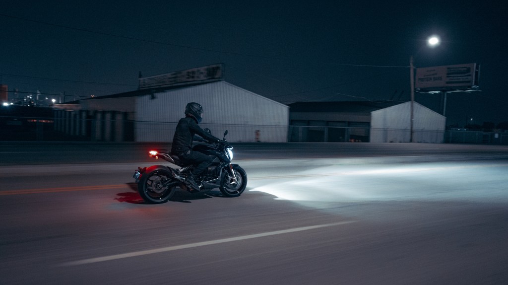 Person riding the 2022 Zero SR Electric Motorcycle