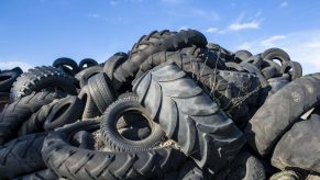 Pile of used tires that have been thrown away