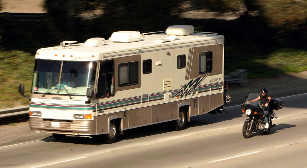 An RV driving down the highway