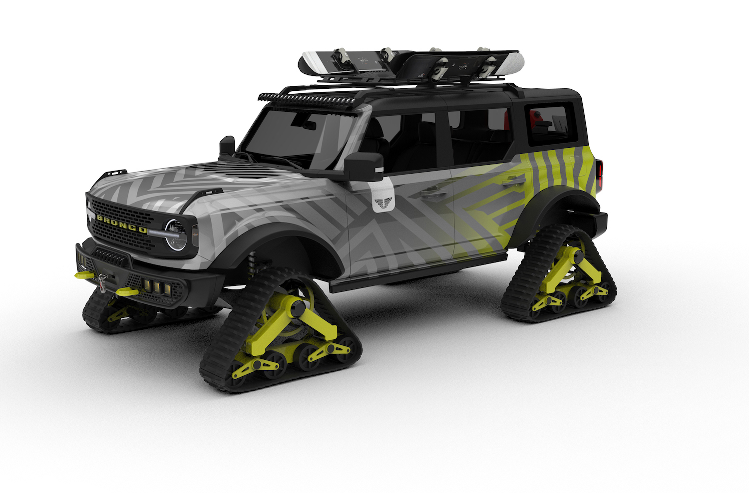 This is a render of the Tucci Hot Rods Ford Bronco build with Mattracks. Builds such as this earned the new Ford Bronco the SEMA SUV of the year award. | Ford
