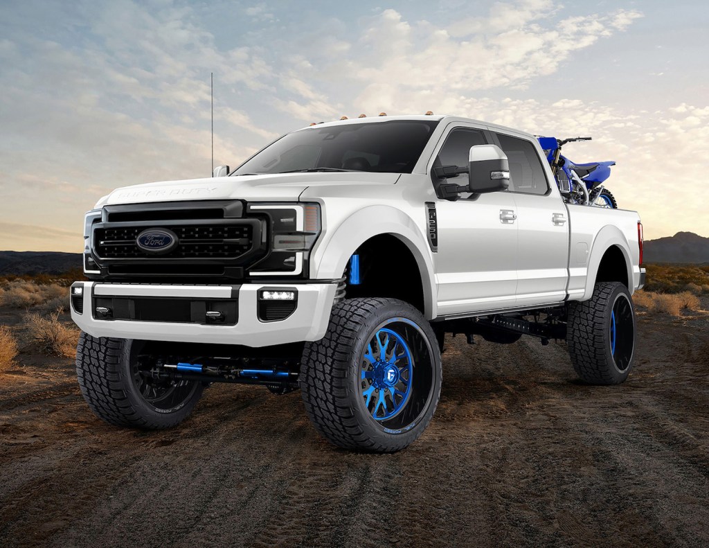 This is a render of MAD Industries diesel powered F-450 custom. Custom F-Series trucks earned Ford the full-size SEMA truck of the year designation for 2021. | Ford