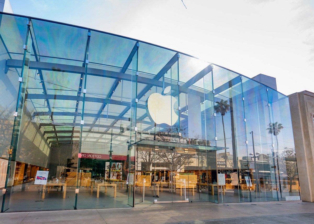 The front of the Apple Store in Santa Monica, CA. Recently it was revealed that Apple hired a former Tesla Autopilot software director. Is the Apple Car coming?