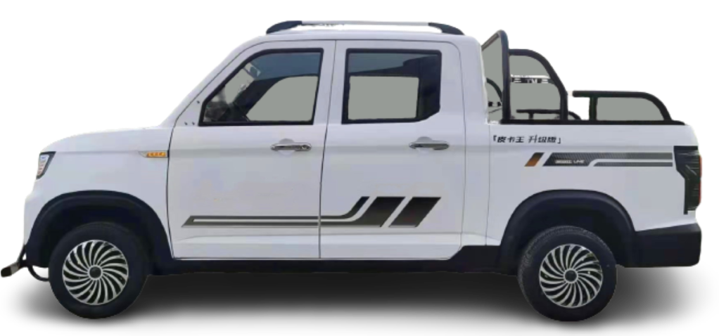 Side view of white ChangLi electric truck sold on Alibaba in China