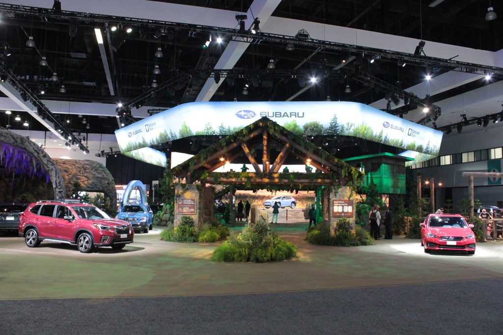 the front of the Subaru exhibit at the 2021 LA Auto Show