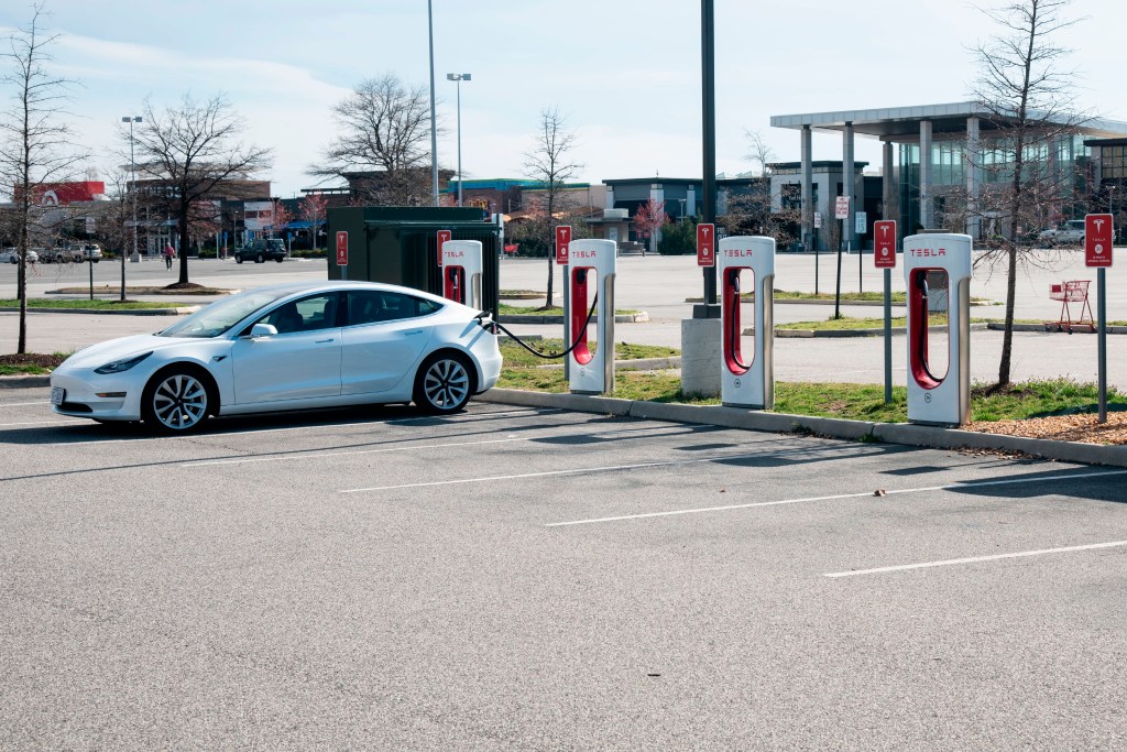 Tesla Model 3 electric car charging
