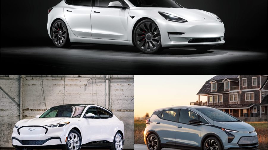 Tesla Model 3, Ford Mach-E, and Chevy Bolt EV